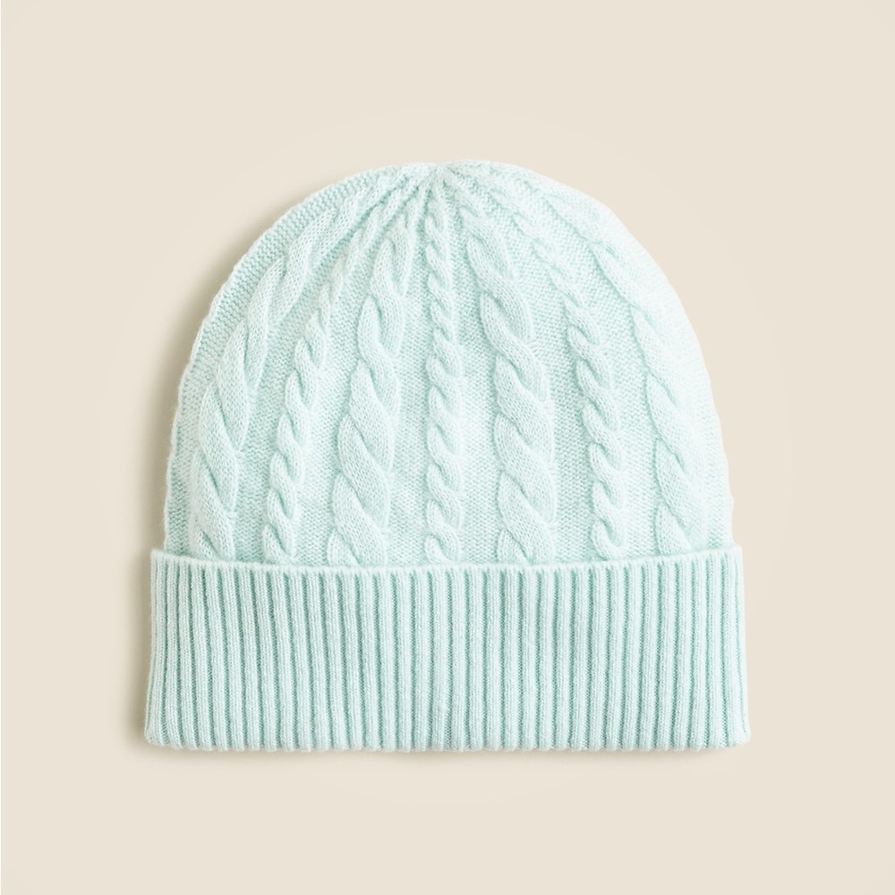 J Crew Cashmere cable-knit beanie CP968